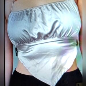 SHEIN, Silky,cropped,halter top with elastic backing